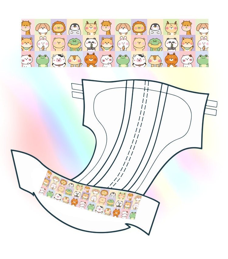 Adult ABDL Diaper Sticker - Lil Animals - Nappy Landing Zone Tape - PaddedPawzUK