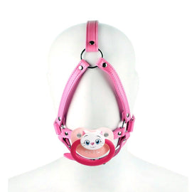 Adult Pacifier Gag Head Harness Kitty Hot Pink - ABDL Dummy Gag Ddlg - PaddedPawzUK