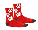 Adult Paw Print Socks Kink - Red - Pet-Play Socks - PaddedPawzUK