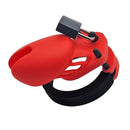 Chastity Cage Silicone V4 - Multicolour Small Male Lock Device Kink (Red Black) Fetish - PaddedPawzUK