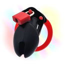 Chastity Cage Silicone V5 - Multicolour Small Male Lock Device Kink (Black Red) Fetish - PaddedPawzUK