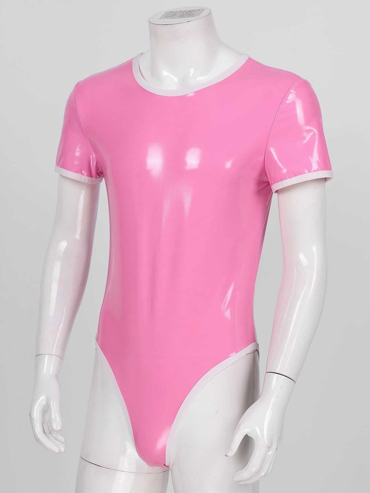 Latex Onesie Adult Snap Crotch Wet Look Bodysuit ABDL Pink PRE ORDER PaddedPawzUK