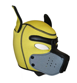 Puppy Hood - Yellow / Grey Pup Neoprene Mask - PaddedPawzUK